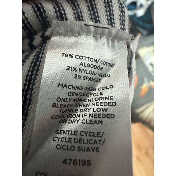 LOFT Womens Cardigan Size M knit  Striped Hooded Sweater Black White Casual - Picture 6 of 7